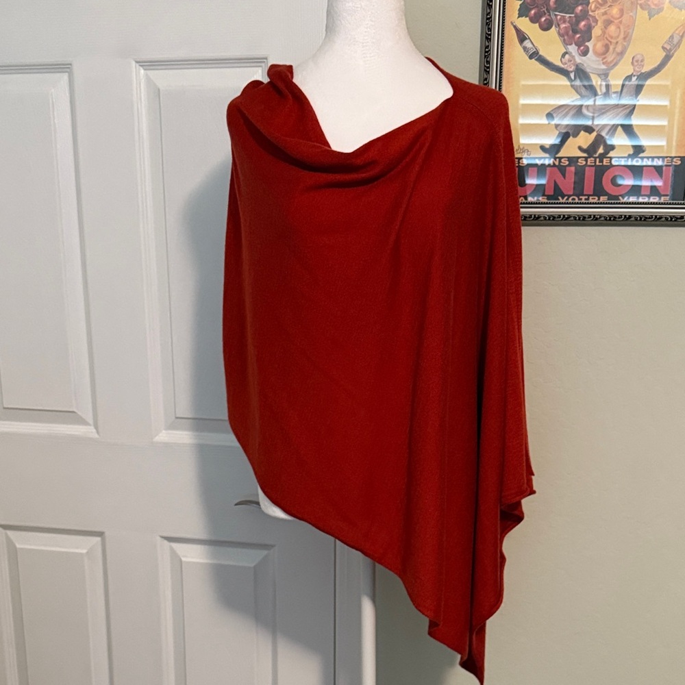 Elegant Red Drape Poncho